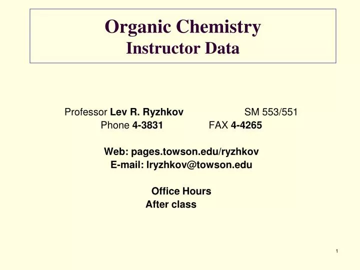 organic chemistry instructor data