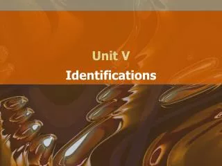 Unit V