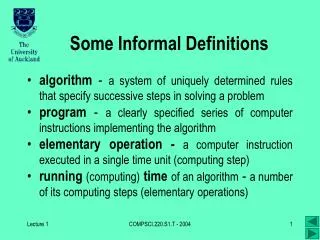 Some Informal Definitions