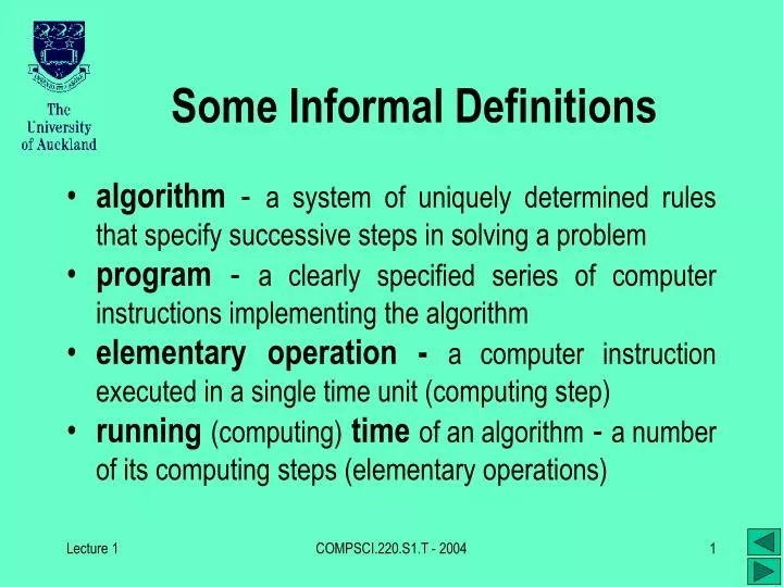 some informal definitions