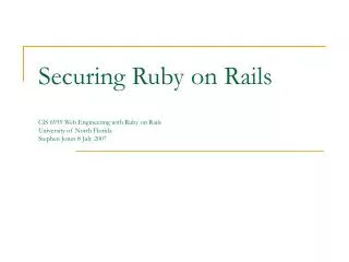 Securing Ruby on Rails