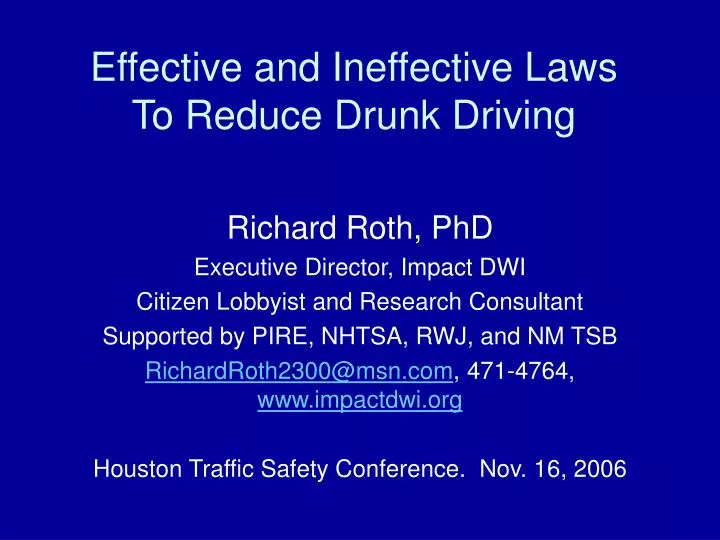 effective and ineffective laws to reduce drunk driving