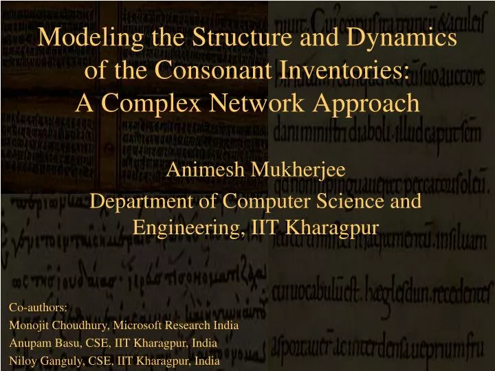 modeling the structure and dynamics of the consonant inventories a complex network approach