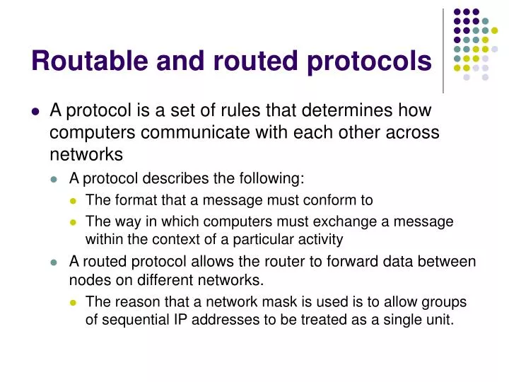 routable and routed protocols