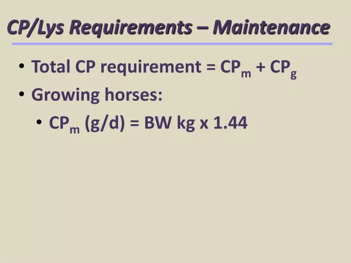 cp lys requirements maintenance