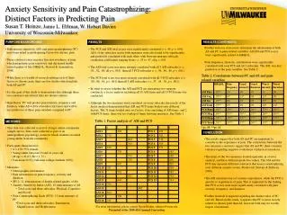 Anxiety Sensitivity and Pain Catastrophizing: Distinct Factors in Predicting Pain