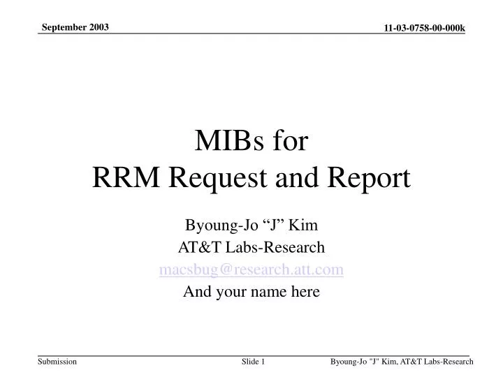 mibs for rrm request and report