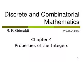 Chapter 4 Properties of the Integers