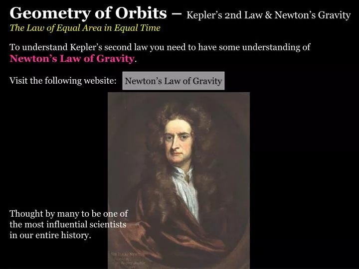 geometry of orbits kepler s 2nd law newton s gravity the law of equal area in equal time
