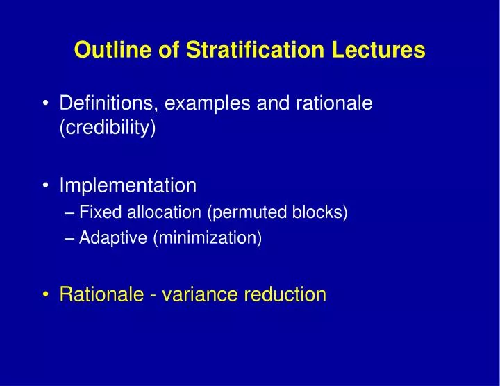 outline of stratification lectures