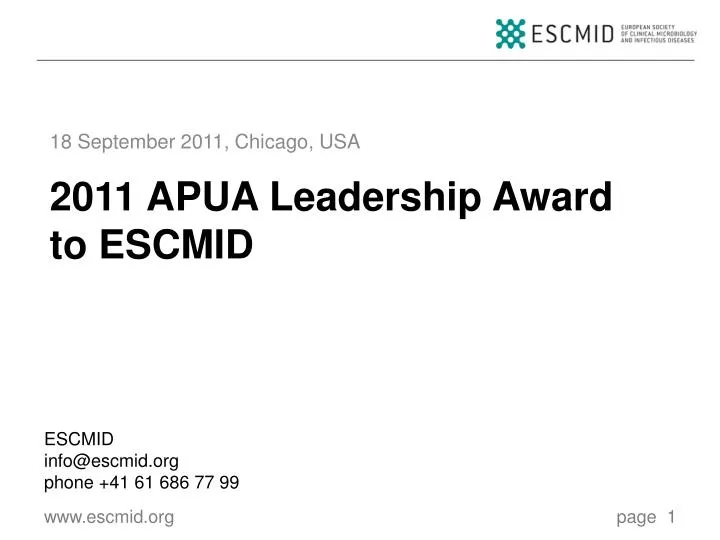 2011 apua leadership award to escmid