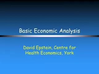 Basic Economic Analysis