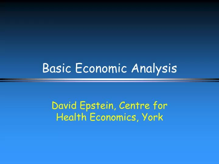 basic economic analysis