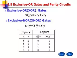 5.8 Exclusive-OR Gates and Parity Circuits