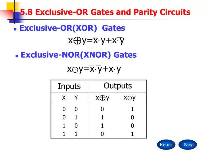 5 8 exclusive or gates and parity circuits