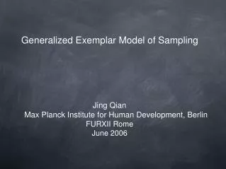 Generalized Exemplar Model of Sampling