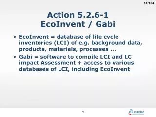 Action 5.2.6-1 EcoInvent / Gabi