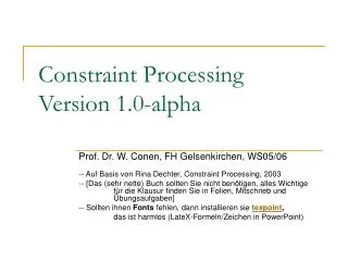 constraint processing version 1 0 alpha