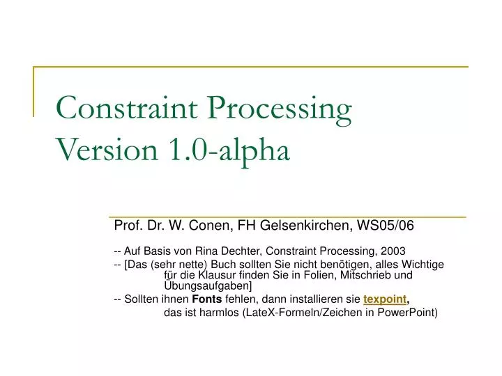 constraint processing version 1 0 alpha