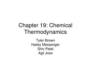 Chapter 19: Chemical Thermodynamics