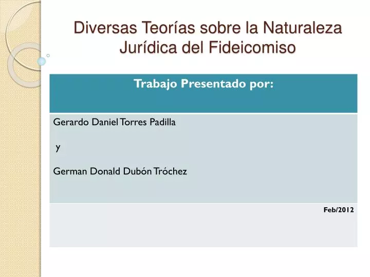 diversas teor as sobre la naturaleza jur dica del fideicomiso