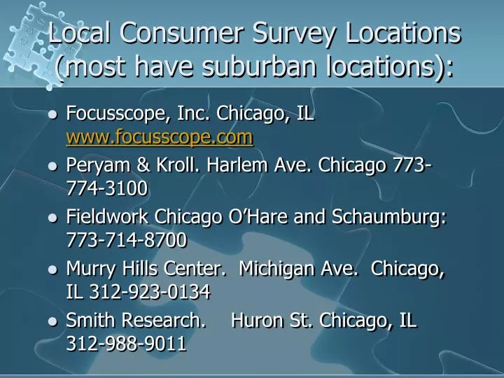 local consumer survey locations most have suburban locations