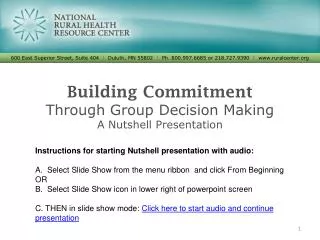 Building Commitment Through Group Decision Making A Nutshell Presentation