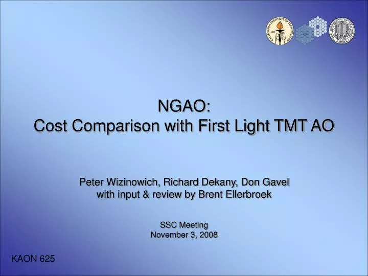 ngao cost comparison with first light tmt ao