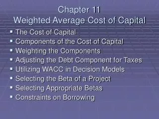 Chapter 11 Weighted Average Cost of Capital