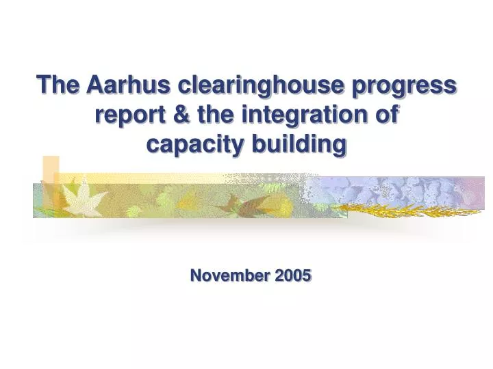 the aarhus clearinghouse progress report the integration of capacity building