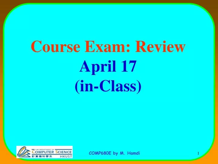 course exam review april 17 in class