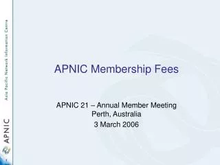 APNIC Membership Fees
