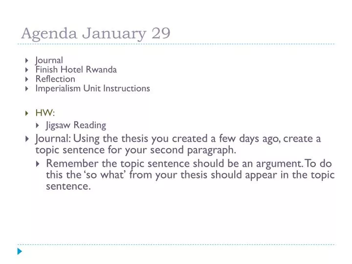 agenda january 29