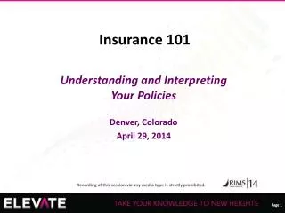 Insurance 101