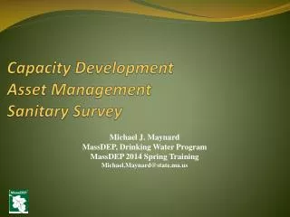 Capacity Development Asset Management Sanitary Survey