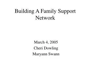 Building A Family Support Network