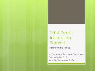 2014 Direct Instruction Summit