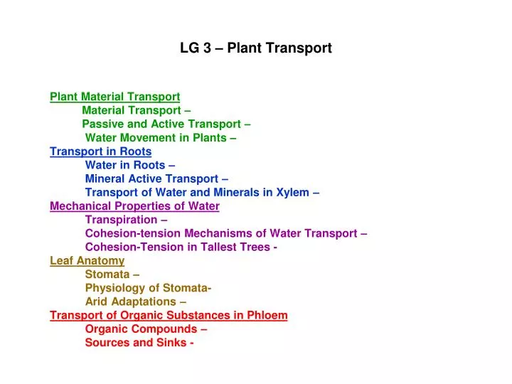 lg 3 plant transport