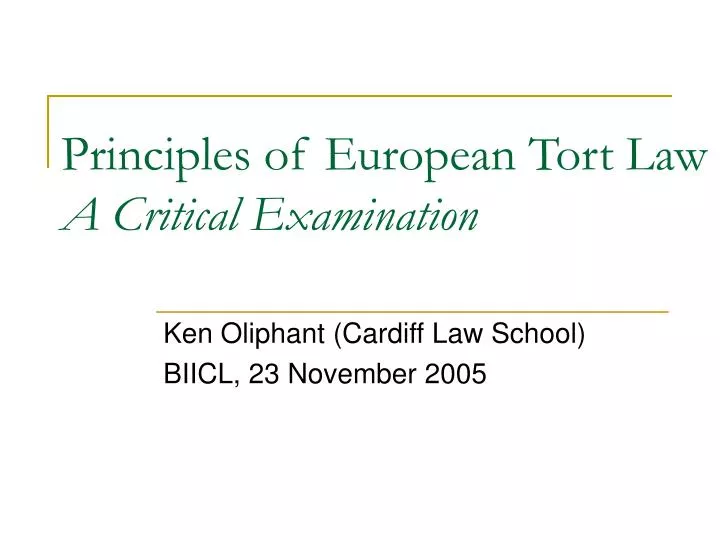 principles of european tort law a critical examination