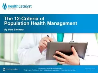 The 12-Criteria of Population Health Management By Dale Sanders