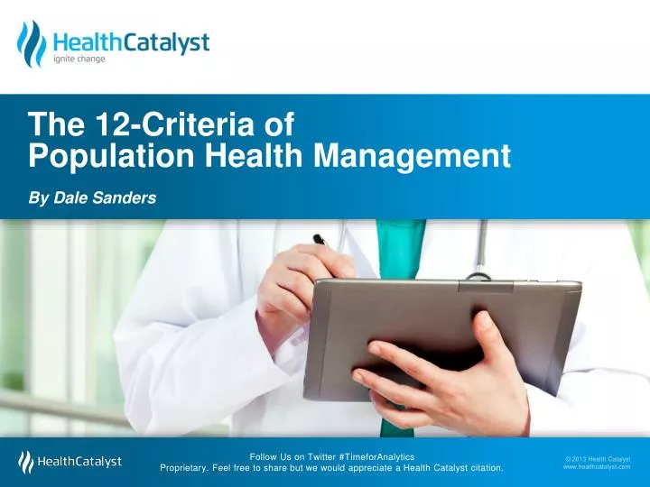 the 12 criteria of population health management by dale sanders