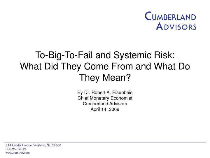 to big to fail and systemic risk what did they come from and what do they mean