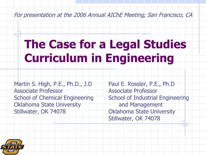 the case for a legal studies curriculum in engineering