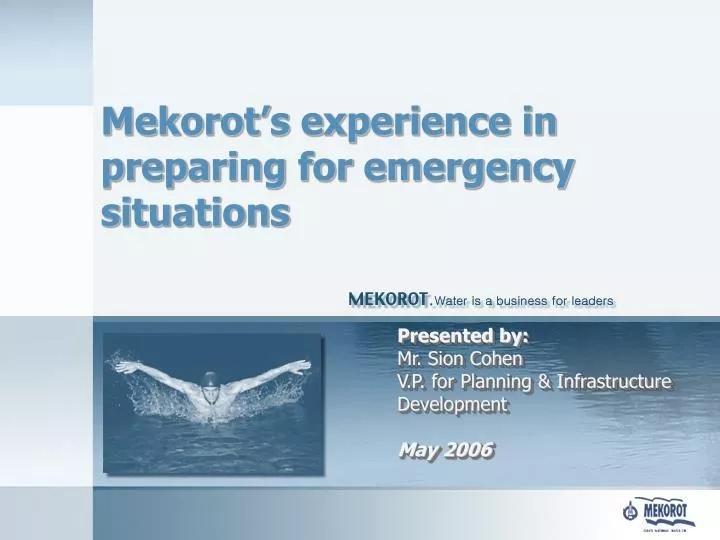 mekorot s experience in preparing for emergency situations