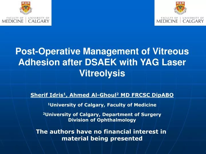 post operative management of vitreous adhesion after dsaek with yag laser vitreolysis