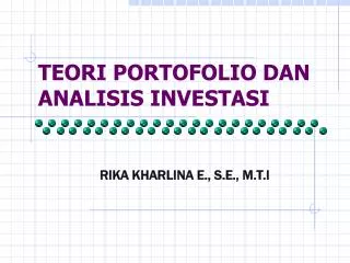 PPT - Teori Portofolio Dan Analisis Investasi PowerPoint Presentation ...