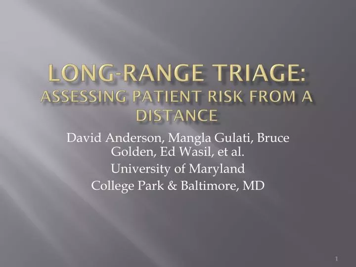 long range triage assessing patient risk from a distance
