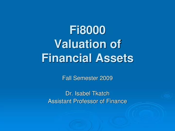 fi8000 valuation of financial assets