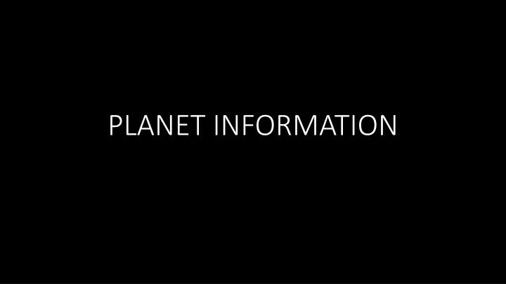 planet information