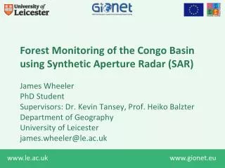 Forest Monitoring of the Congo Basin using Synthetic Aperture Radar (SAR)